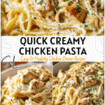 Creamy garlic Parmesan Chicken Pasta served in a white bowl, ideal for Good Supper Ideas and busy Dinners Pasta.